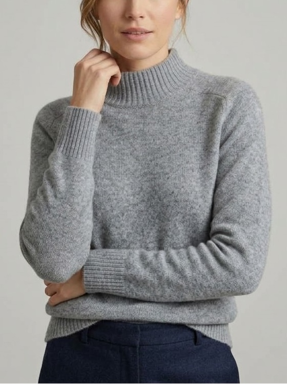 LOFT Women’s Size M US Mock Neck Long Sleeve Knit Pullover Sweater Gray